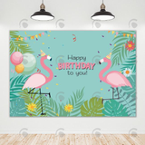 Allenjoy Flamingo Theme Happy Birthday Backdrop