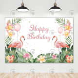 Allenjoy Pink Flamingo Theme Happy Birthday Backdrop