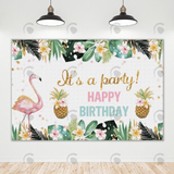 Allenjoy It'S A Party Flamingo Happy Birthday Backdrop