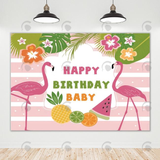 Allenjoy Baby Birthday Flamingo Theme Party Backdrop