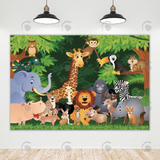 Allenjoy Forest Animal Happy Birthday Backdrop