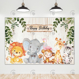 Allenjoy Animal Safari Happy Birthday Backdrop