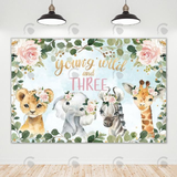 Allenjoy Young Wild And Three Happy Birthday Backdrop