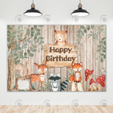 Allenjoy Forest Animal Happy Birthday Party Decoration Backdrop