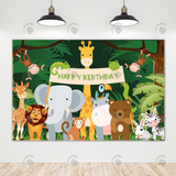 Allenjoy Woods Animal Happy Birthday Party Decoration Backdrop