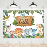 Allenjoy Safari Jungle Happy Birthday Party Decoration Backdrop