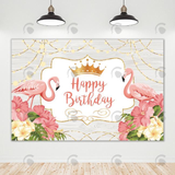 Allenjoy Flamingo Happy Birthday Party Decoration Backdrop