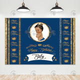 Allenjoy Blue Gold Baby Shower Party Backdrop