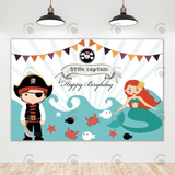 Allenjoy Little Captain Pirate Theme Party Decoration Backdrop