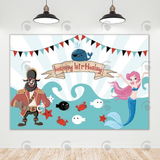 Allenjoy Pirate Mermaid Party Decoration Backdrop