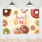 Allenjoy Sweet One Donuts Birthday Decoration Backdrop