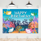 Allenjoy Shark Theme Birthday Party Backdrop