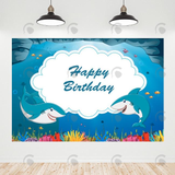 Allenjoy Baby Shark Theme Birthday Party Backdrop