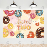 Allenjoy Donut Theme Sweet Two Birthday Decoration Backdrop