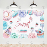 Allenjoy Ice Cream Donut Sweet Birthday Decoration Backdrop