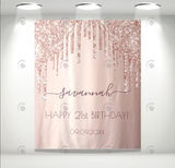 Allenjoy Rose Gold 21Th Birthday Party Decoration Fabric Backdrop