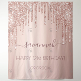 Allenjoy Rose Gold 21Th Birthday Party Decoration Fabric Backdrop