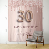 Allenjoy 30Th Birthday Party Rose Gold Decoration Fabric Backdrop