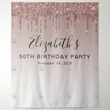 Allenjoy Rose Gold Adult Birthday Party Decoration Fabric Backdrop