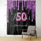 Allenjoy 50Th Black Purple Glitter Adult Birthday Party Decoration Fabric Backdrop