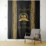 Allenjoy Gold Glitter 50Th Adult Birthday Party Decoration Fabric Backdrop