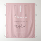 Allenjoy Pink Baptism Party Decoration Fabric Backdrop