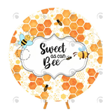 Allenjoy Sweet Bee Theme Round Backdrop Cover For Baby Shower Birthday Party