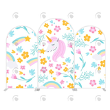 Allenjoy Rainbow Flora Unicorn Happy Birthday Party Arch Backdrop Wall Cloth Cover