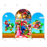 Allenjoy Supper Mario Cartoon Happy Birthday Party Arch Backdrop Wall Cloth Cover