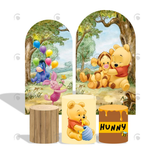 Allenjoy Winnie The Poor Theme Birthday Party Arch Backdrop Wall Cloth Cover