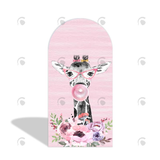 Allenjoy Pink Safari Animal Happy Birthday Party Arch Backdrop Wall Cloth Cover