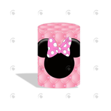 Allenjoy Pink Minnie Birthday Party Decoration Round Circle Backdrop Cover Plinth Cylinder Pedestal Cover