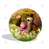 Allenjoy Masha And The Bear Birthday Party Decoration Round Circle Backdrop Cover Plinth Cylinder Pedestal Cloth Cover