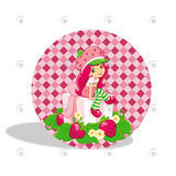 Allenjoy Strawberry Shortcake Happy Birthday Party Decoration Round Circle Backdrop Cover Plinth Cylinder Pedestal Cloth Cover