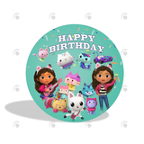 Allenjoy Gabby'S Theme Birthday Party Decoration Round Circle Backdrop Cover Plinth Cylinder Pedestal Cloth Cover