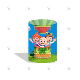 Allenjoy Cocomelon Theme Round Circle Backdrop Cover Plinth Cylinder Pedestal Cloth Cover For Birthday Party Decoration