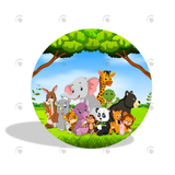 Allenjoy Safari Animal Birthday Party Decoration Round Circle Backdrop Cover Plinth Cylinder Pedestal Cloth Cover