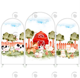 Allenjoy Farm Barn House Cow Theme Happy Birthday Party Arch Backdrop Wall Cloth Cover