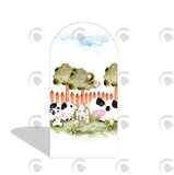 Allenjoy Farm Barn House Cow Theme Happy Birthday Party Arch Backdrop Wall Cloth Cover