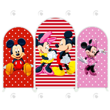 Allenjoy Pink Minnie Mickey Birthday Party Arch Backdrop Wall Cloth Cover