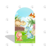 Allenjoy Cute Dinosaur Cartoon Theme Happy Birthday Party Arch Backdrop Wall Cloth  Cover