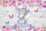 Allenjoy Oh Baby Elephant Baby Shower Birthday Backdrop