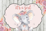 Allenjoy Wood Flora Elephant Baby Shower Birthday Backdrop