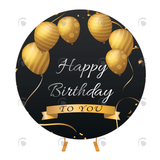 Allenjoy Black Gold Round Backdrop Cover For Birthday Party