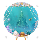 Allenjoy Mermaid Theme Children Birthday Round Backdrop Cover