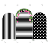 Allenjoy Black White Stripes Point Theme Birthday Party Arch Backdrop Wall Cloth Cover