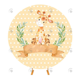 Allenjoy Animal Giraffe Birthday Decoration Round Backdrop Cover