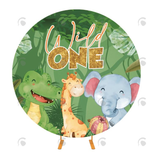 Allenjoy Jungle Safari Wild One Birthday Party Round Backdrop Cover