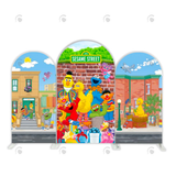 Allenjoy Sesame Street Theme Happy Birthday Party Arch Backdrop Wall Cloth Cover