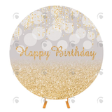 Allenjoy Gold Theme Birthday Party Round Backdrop Cover